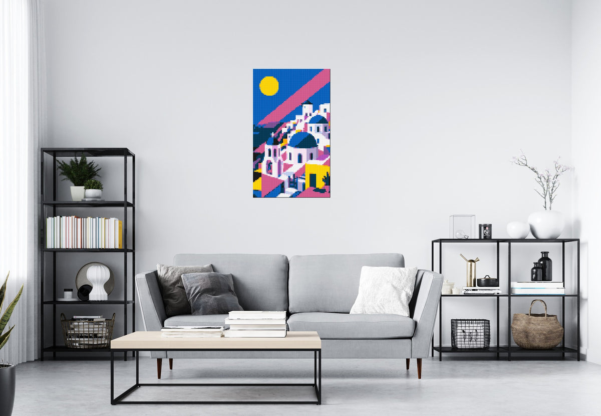 Santorini Geometric Pop Art - Brick Art Mosaic Kit 3x5 large