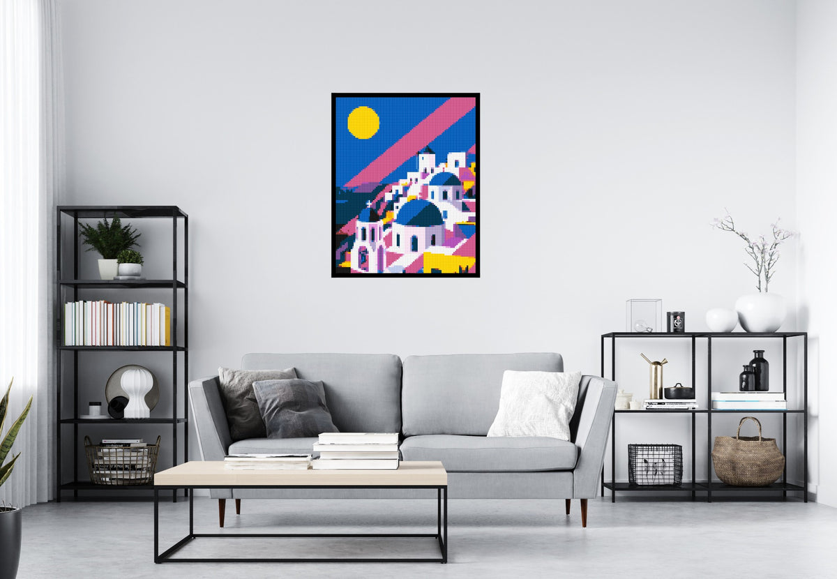 Santorini Geometric Pop Art - Brick Art Mosaic Kit 4x5 large