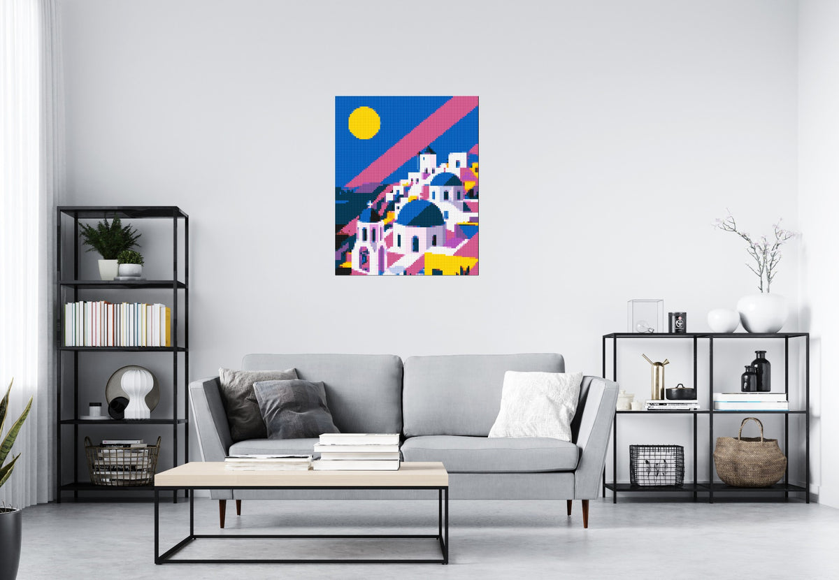 Santorini Geometric Pop Art - Brick Art Mosaic Kit 4x5 large