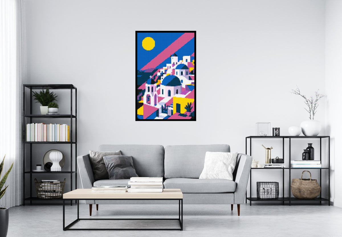 Santorini Geometric Pop Art - Brick Art Mosaic Kit 4x6 large
