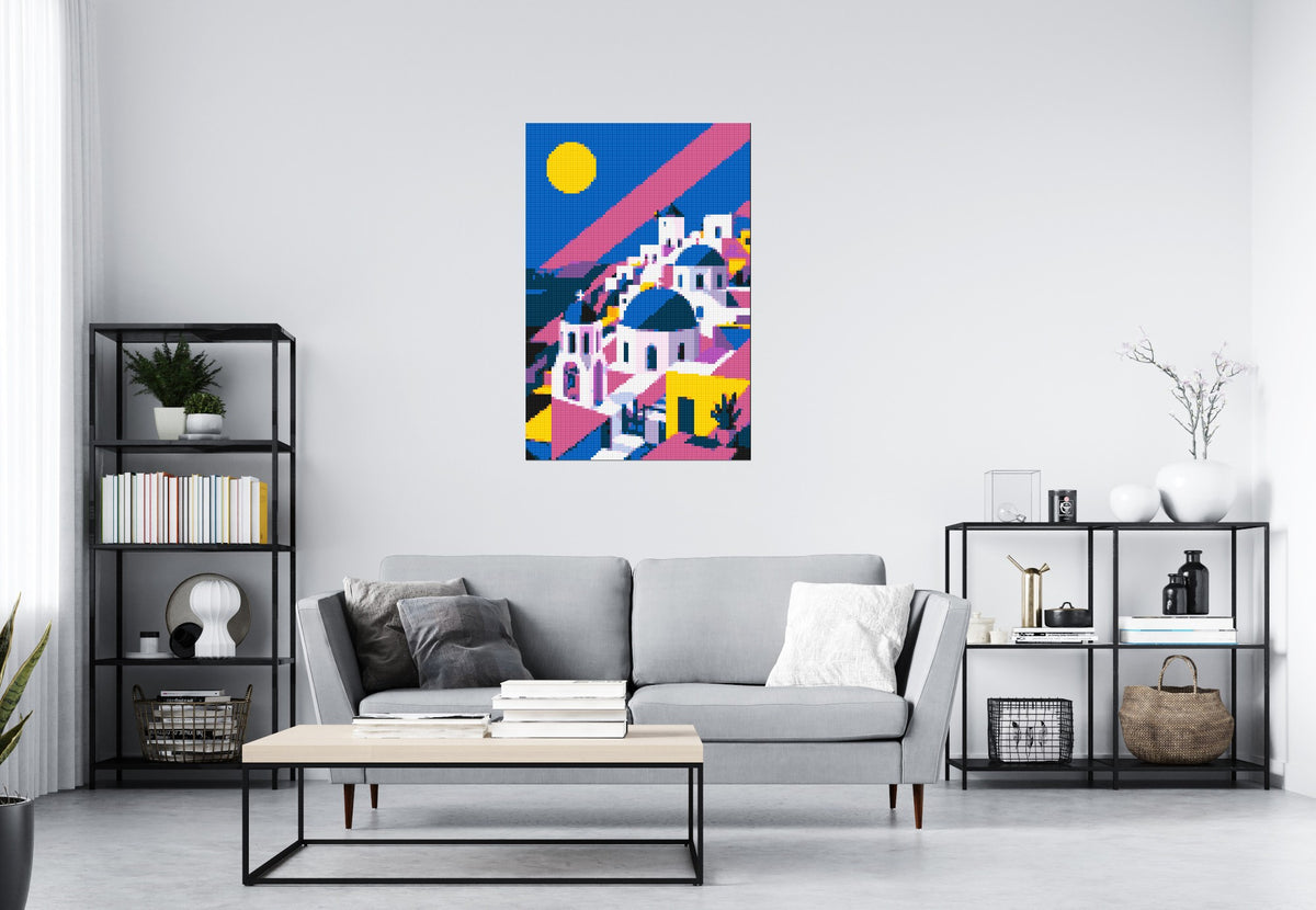 Santorini Geometric Pop Art - Brick Art Mosaic Kit 4x6 large