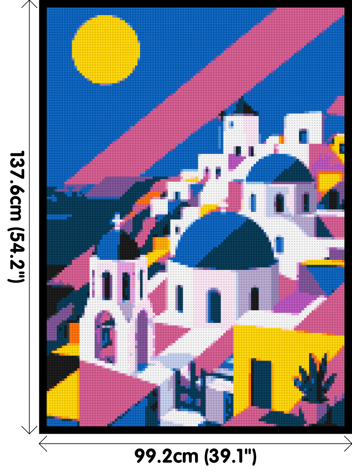 Santorini Geometric Pop Art - Brick Art Mosaic Kit 5x7 dimensions with frame