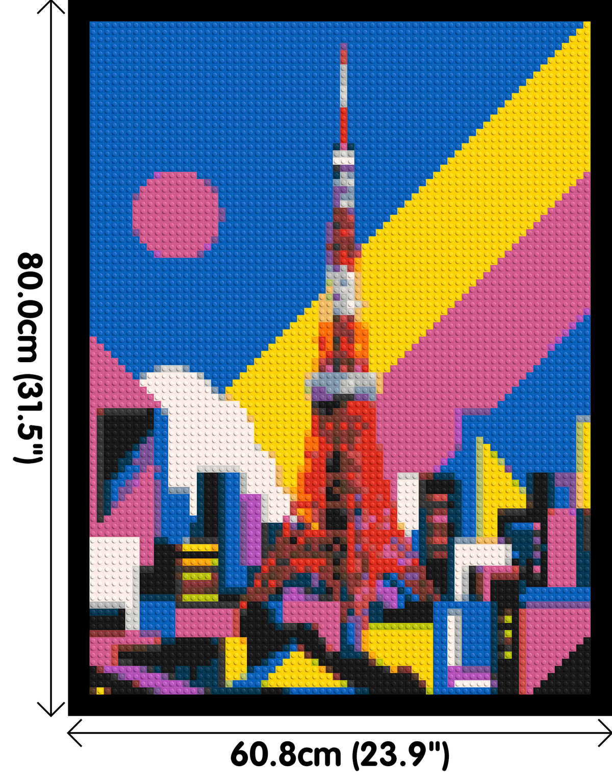 Tokyo Tower Geometric Pop Art - Brick Art Mosaic Kit 3x4 dimensions with frame