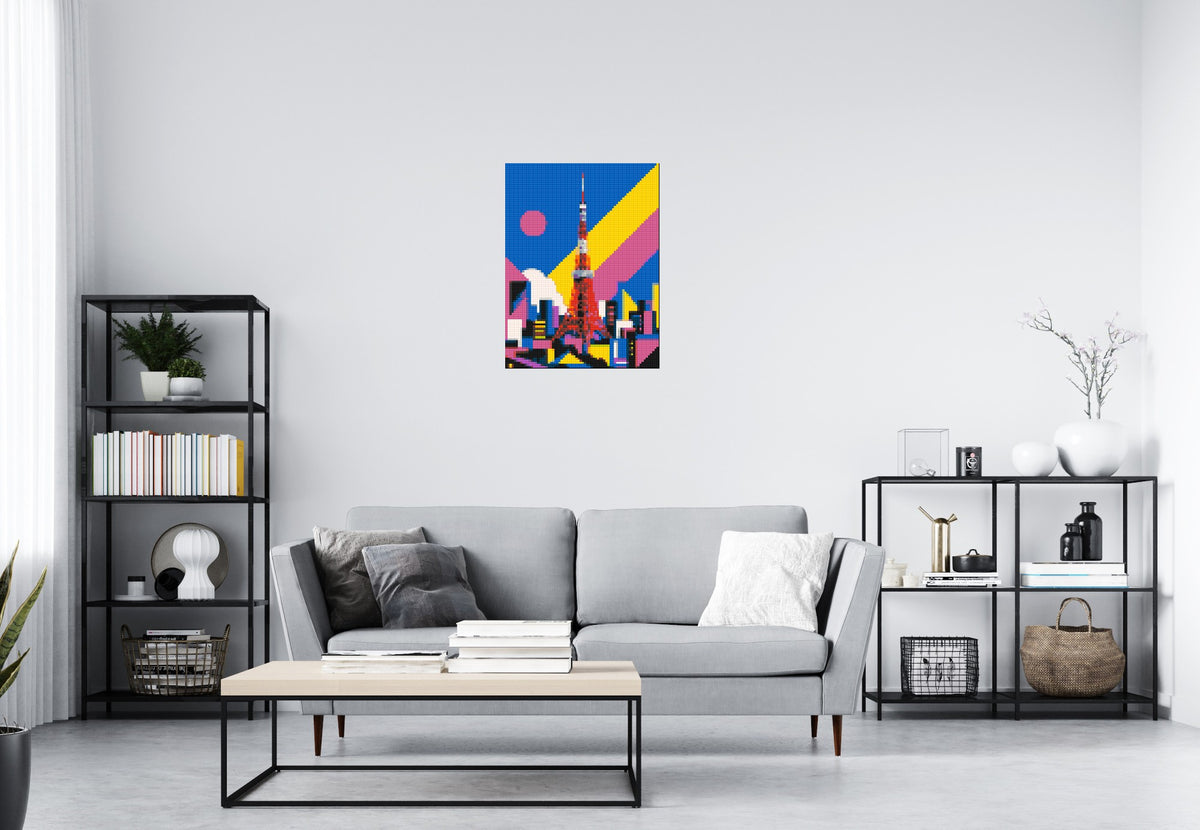 Tokyo Tower Geometric Pop Art - Brick Art Mosaic Kit 3x4 large