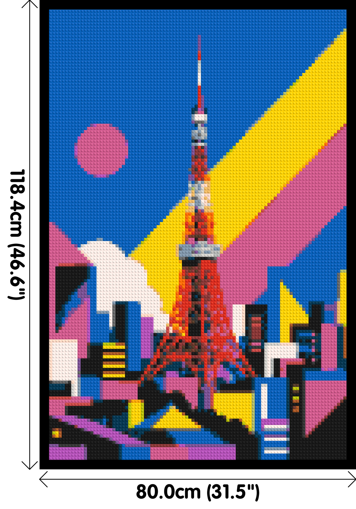 Tokyo Tower Geometric Pop Art - Brick Art Mosaic Kit 4x6 dimensions with frame