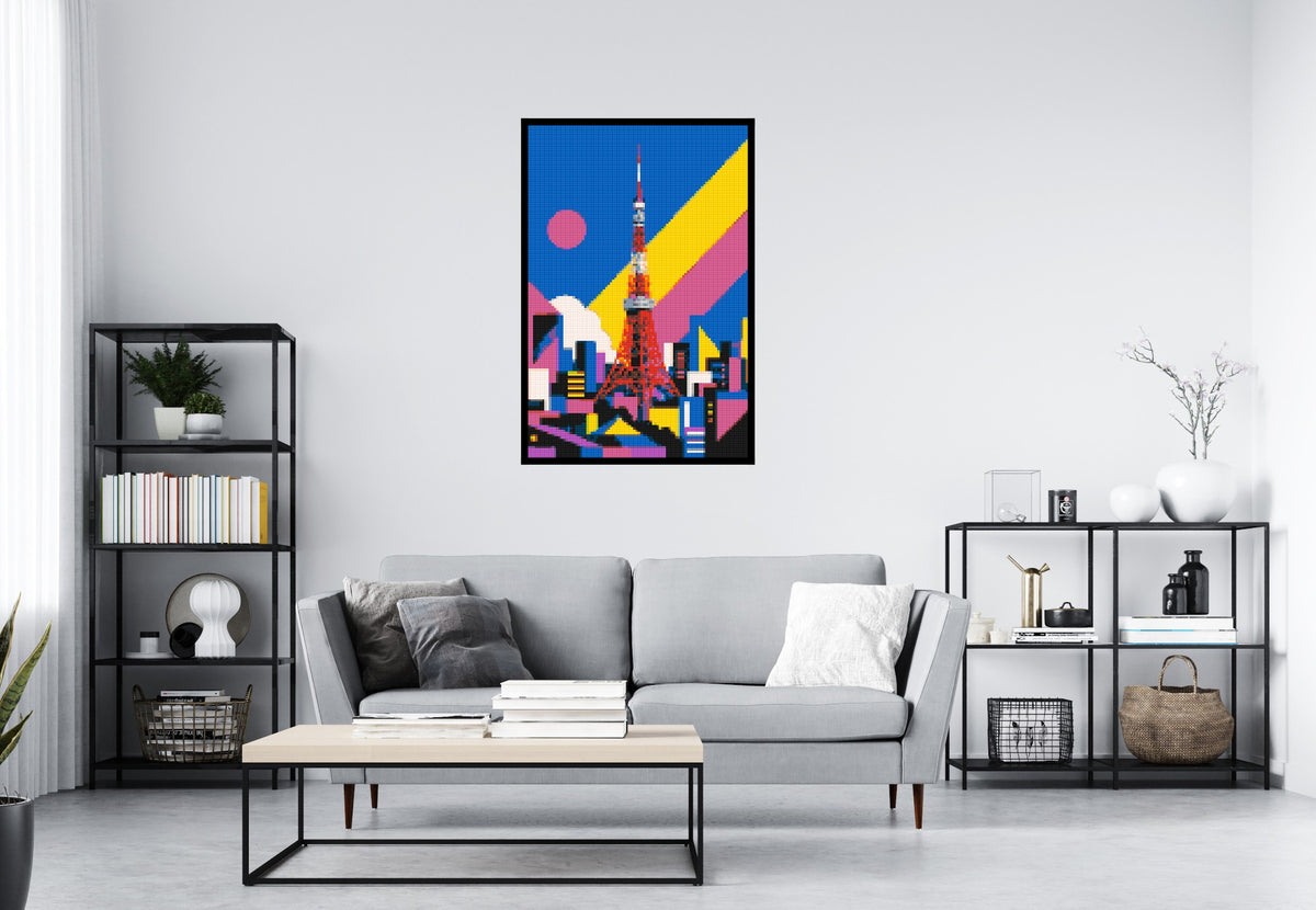 Tokyo Tower Geometric Pop Art - Brick Art Mosaic Kit 4x6 large