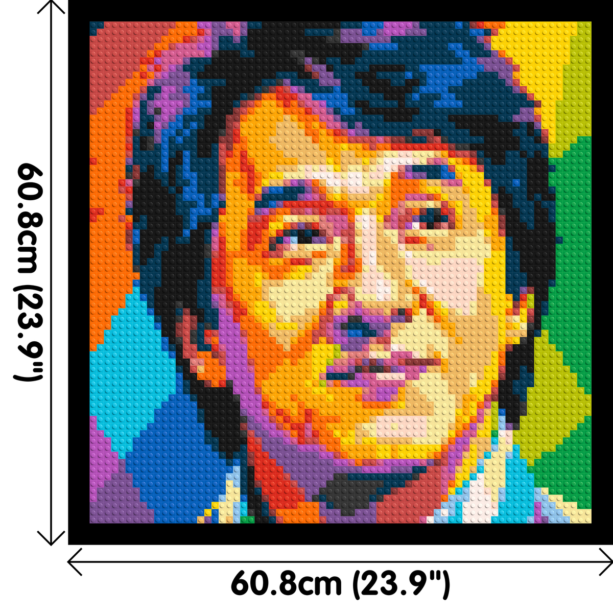 Jackie Chan Geometric Pop Art - Brick Art Mosaic Kit 3x3 dimensions with frame