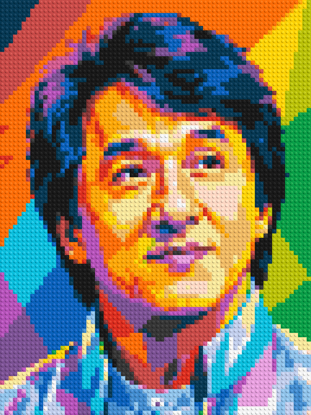 Jackie Chan Geometric Pop Art - Brick Art Mosaic Kit 3x4 large