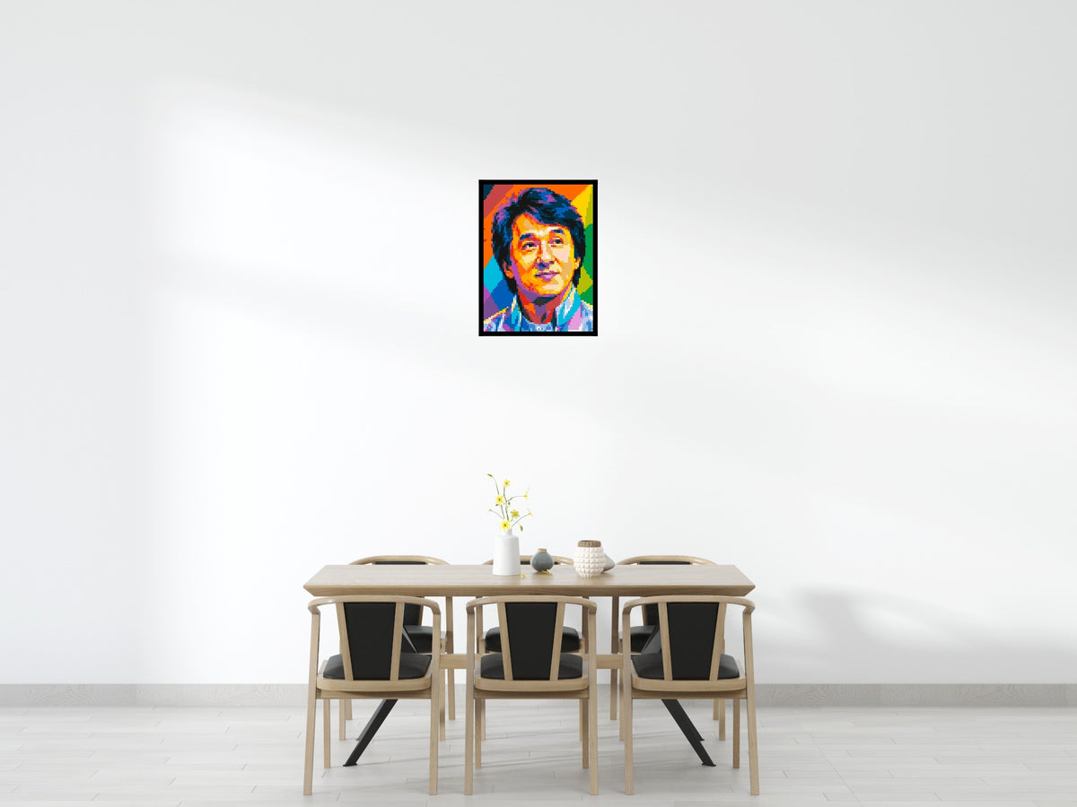 Jackie Chan Geometric Pop Art - Brick Art Mosaic Kit 3x4 large