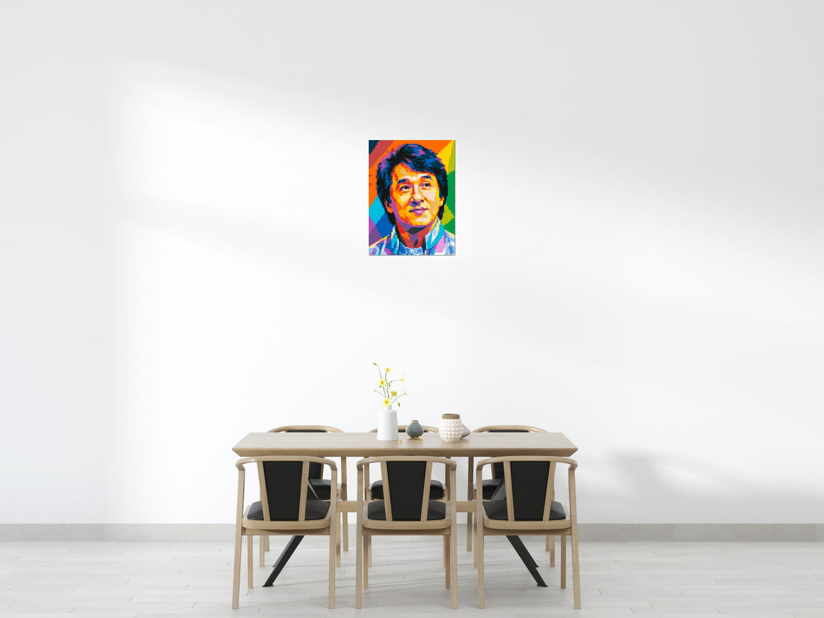 Jackie Chan Geometric Pop Art - Brick Art Mosaic Kit 3x4 scene