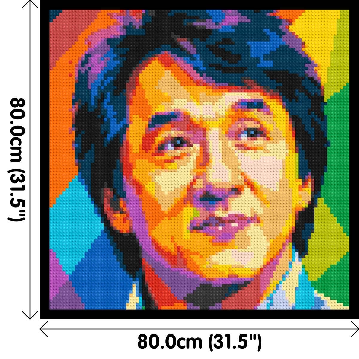 Jackie Chan Geometric Pop Art - Brick Art Mosaic Kit 4x4 large
