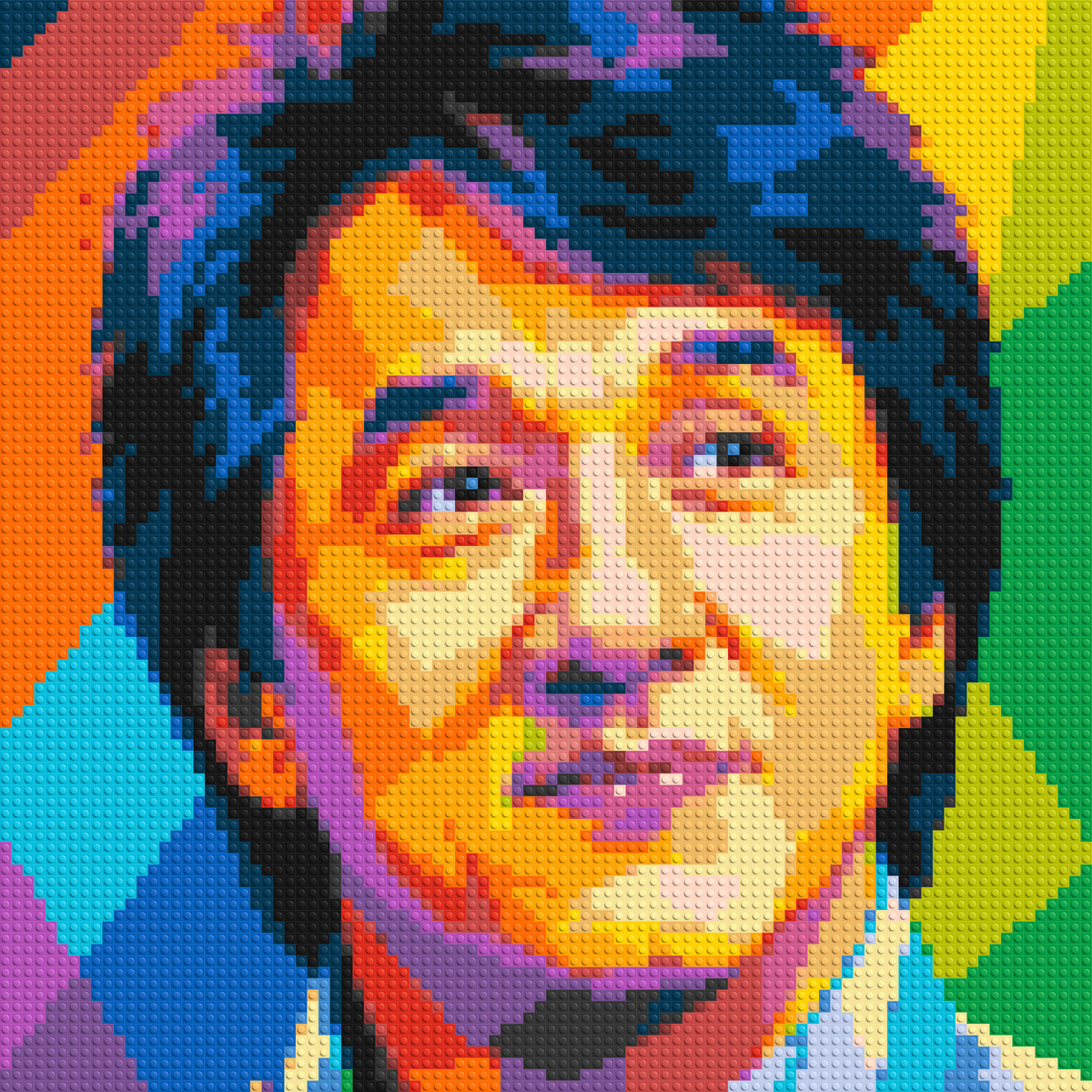 Jackie Chan Geometric Pop Art - Brick Art Mosaic Kit 4x4 large