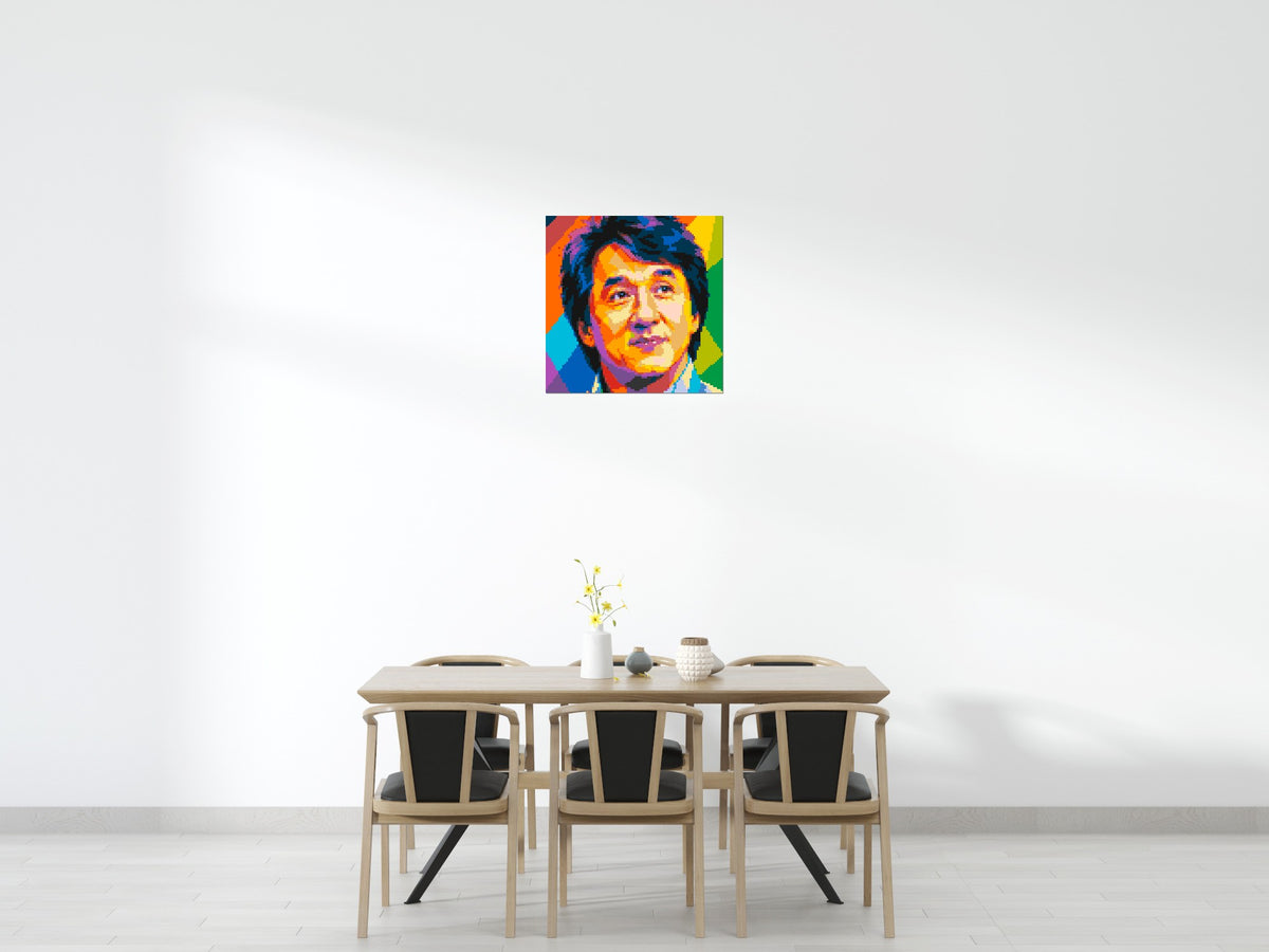 Jackie Chan Geometric Pop Art - Brick Art Mosaic Kit 4x4 large