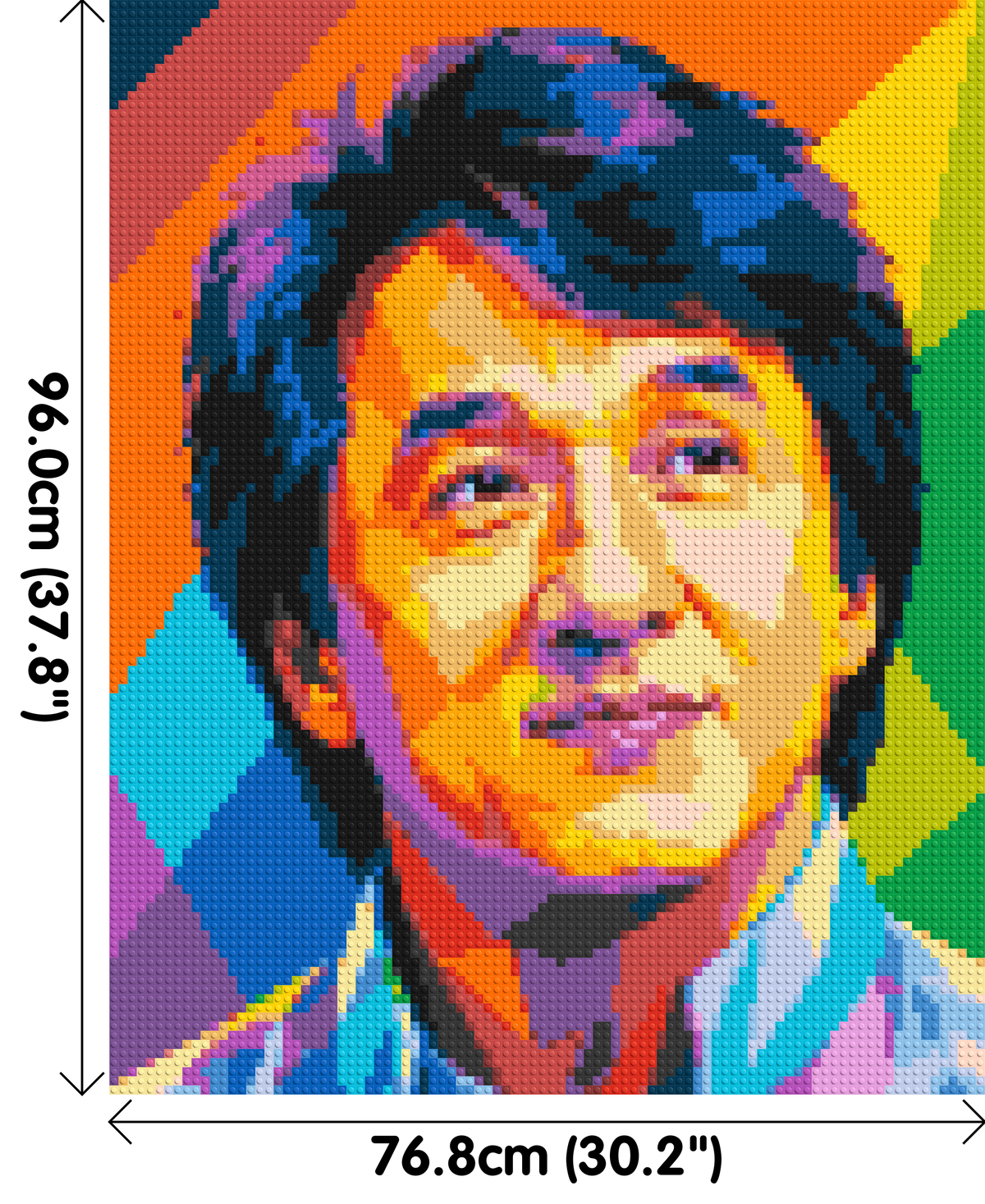 Jackie Chan Geometric Pop Art - Brick Art Mosaic Kit 4x5 dimensions
