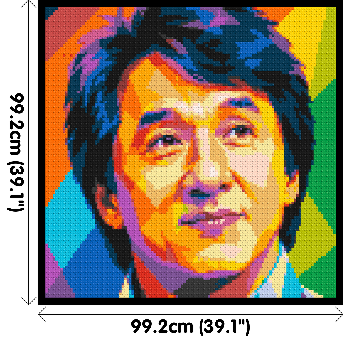 Jackie Chan Geometric Pop Art - Brick Art Mosaic Kit 5x5 dimensions with frame