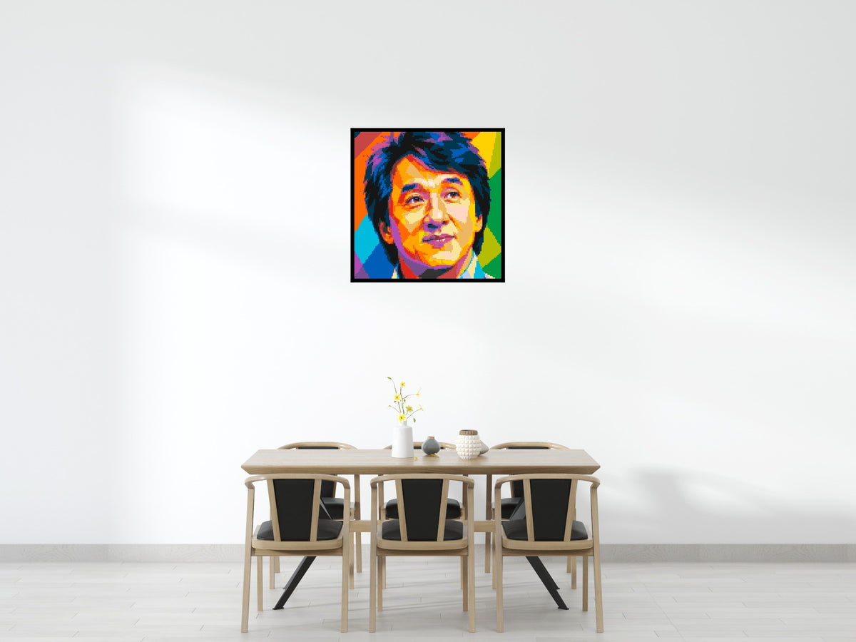 Jackie Chan Geometric Pop Art - Brick Art Mosaic Kit 5x5 large