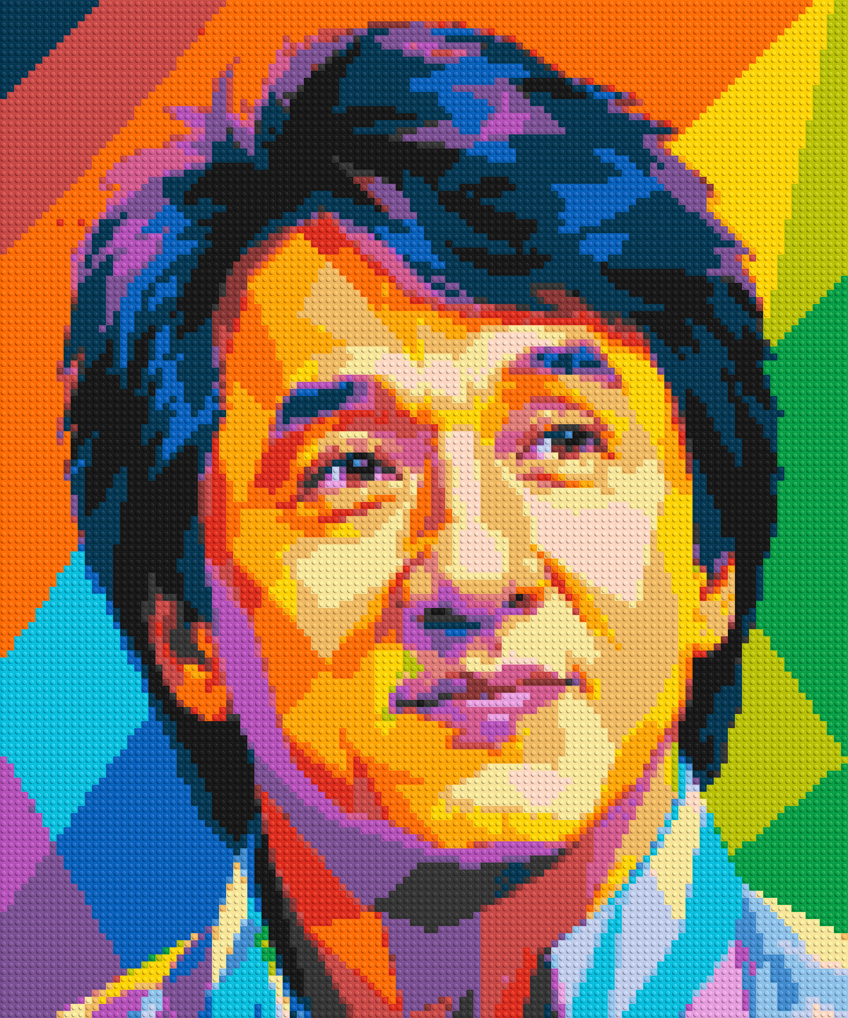Jackie Chan Geometric Pop Art - Brick Art Mosaic Kit 5x6 large