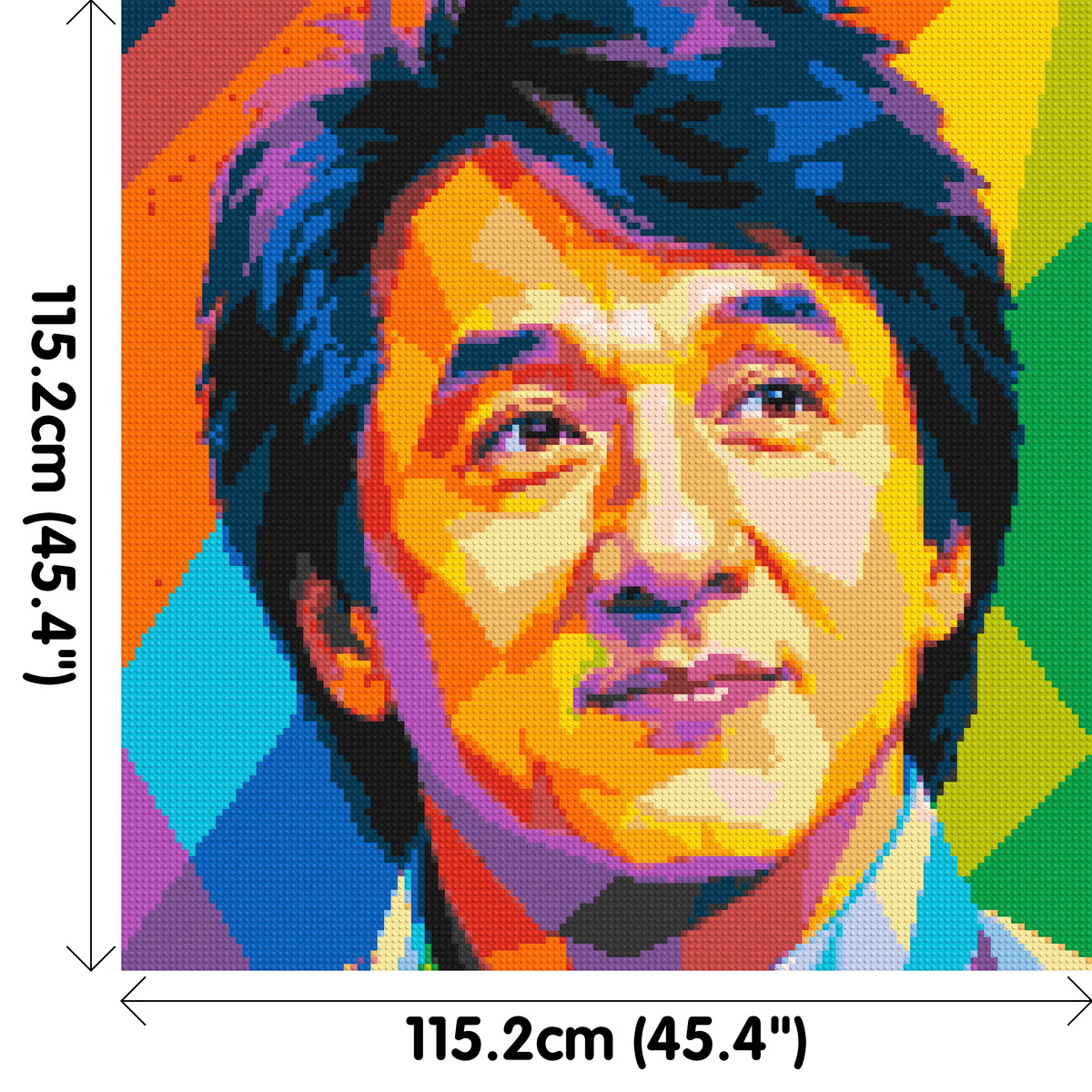Jackie Chan Geometric Pop Art - Brick Art Mosaic Kit 6x6 dimensions