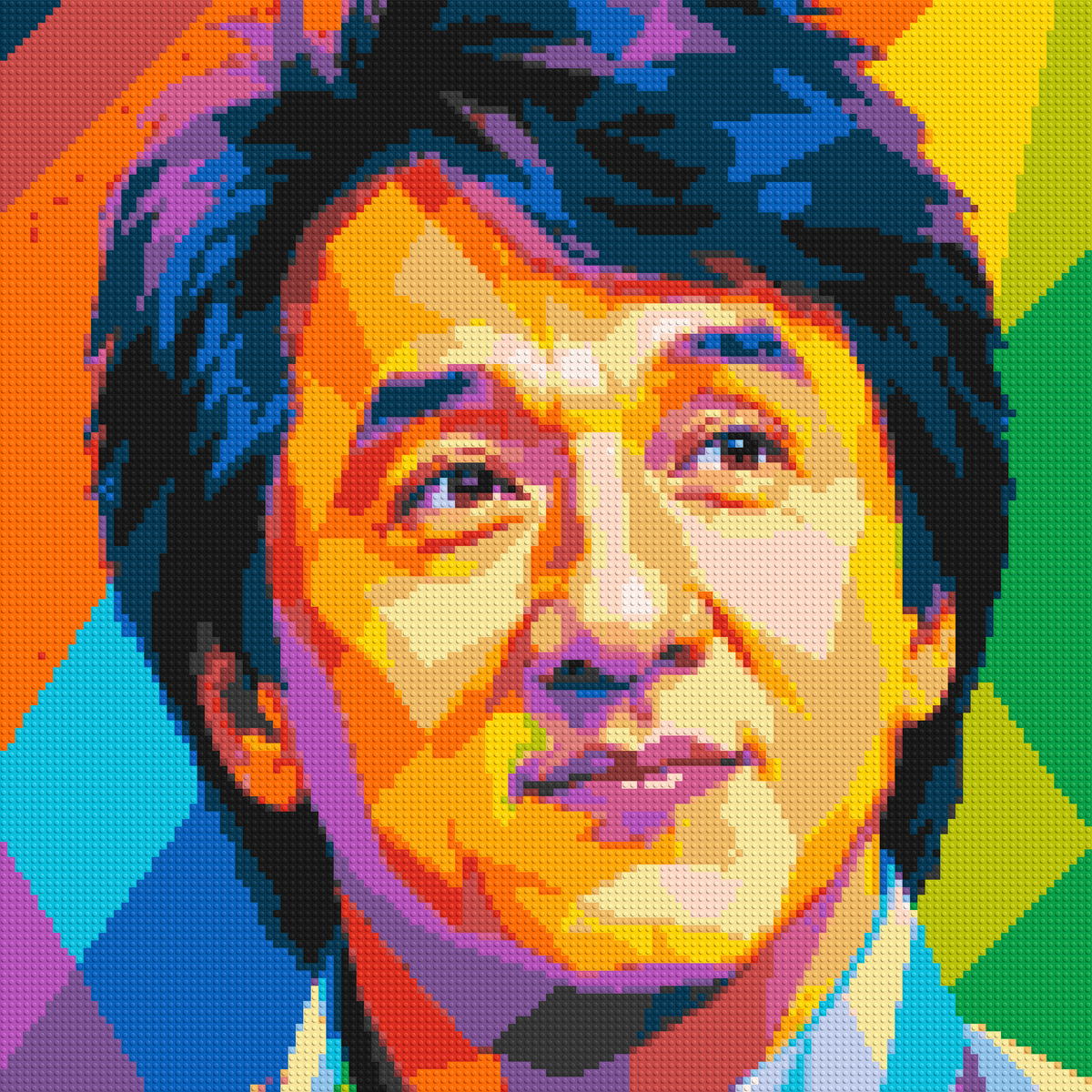 Jackie Chan Geometric Pop Art - Brick Art Mosaic Kit 6x6 large