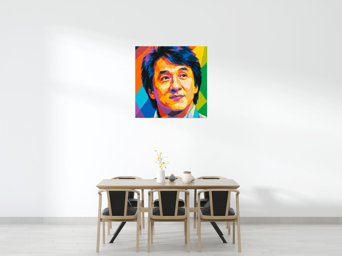 Jackie Chan Geometric Pop Art - Brick Art Mosaic Kit 6x6 scene