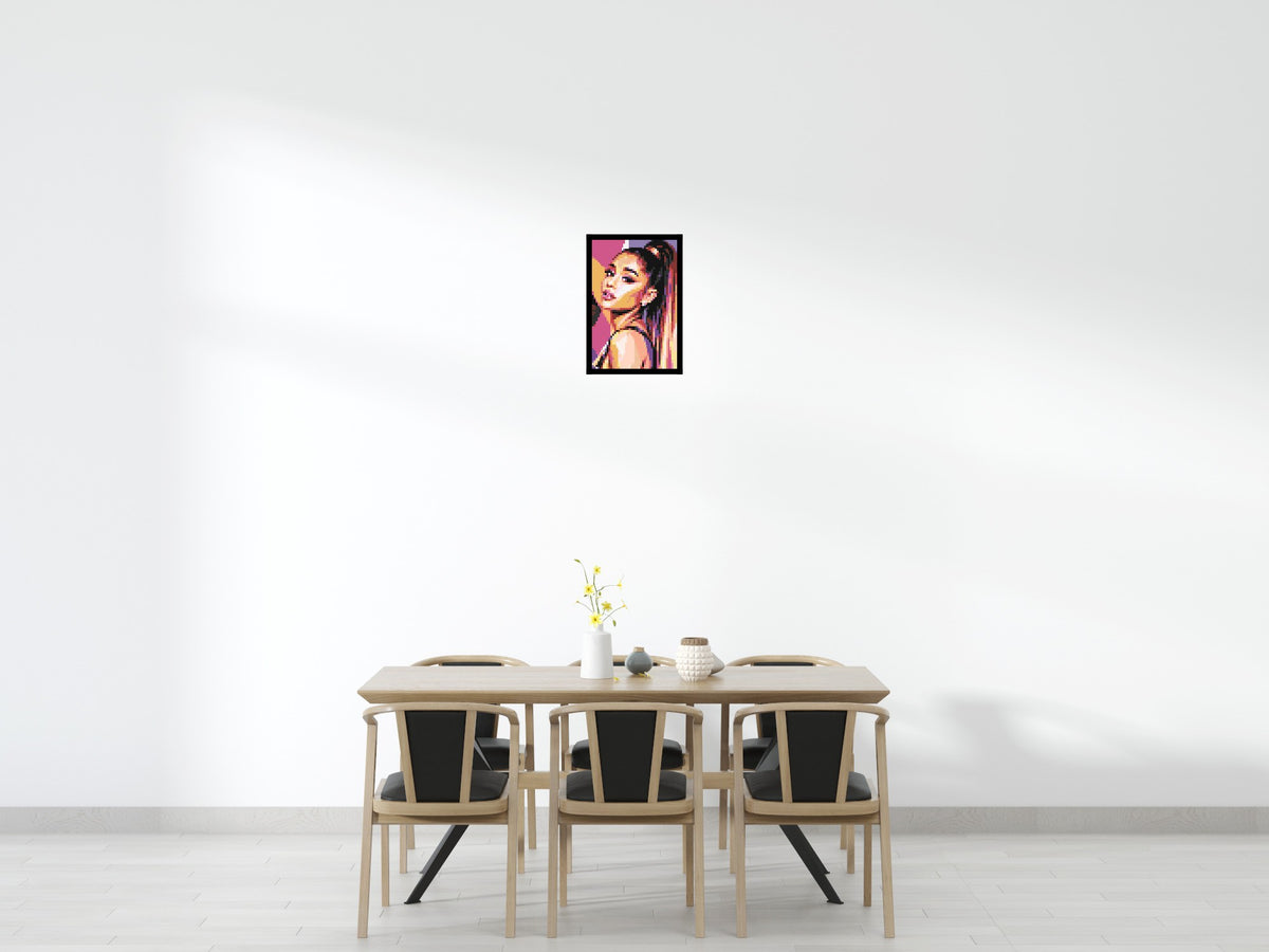 Ariana Grande Geometric Pop Art - Brick Art Mosaic Kit 2x3 scene with frame