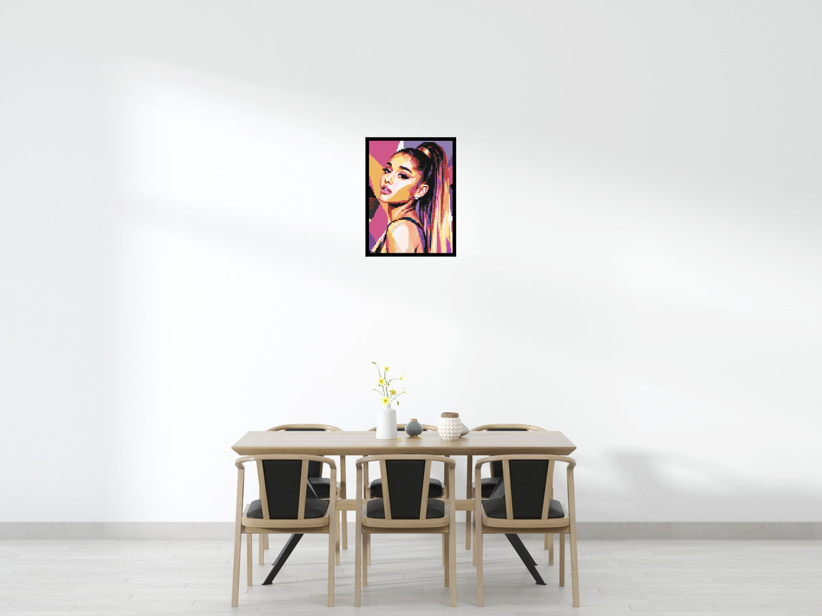 Ariana Grande Geometric Pop Art - Brick Art Mosaic Kit 3x4 scene with frame