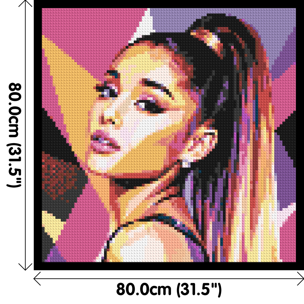 Ariana Grande Geometric Pop Art - Brick Art Mosaic Kit 4x4 dimensions with frame