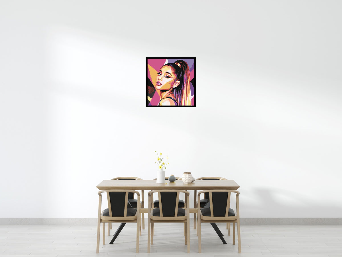 Ariana Grande Geometric Pop Art - Brick Art Mosaic Kit 4x4 scene with frame