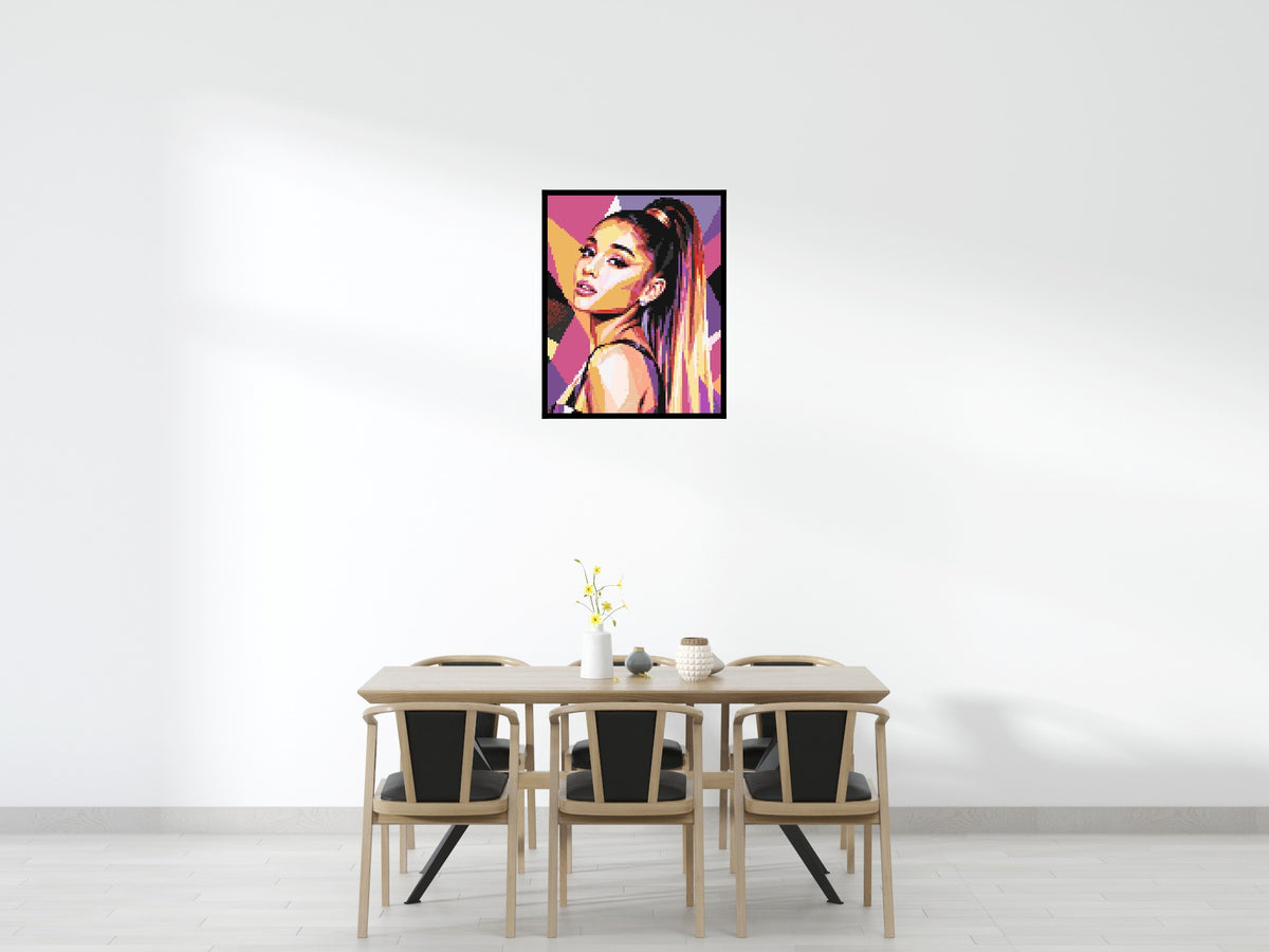 Ariana Grande Geometric Pop Art - Brick Art Mosaic Kit 4x5 scene with frame