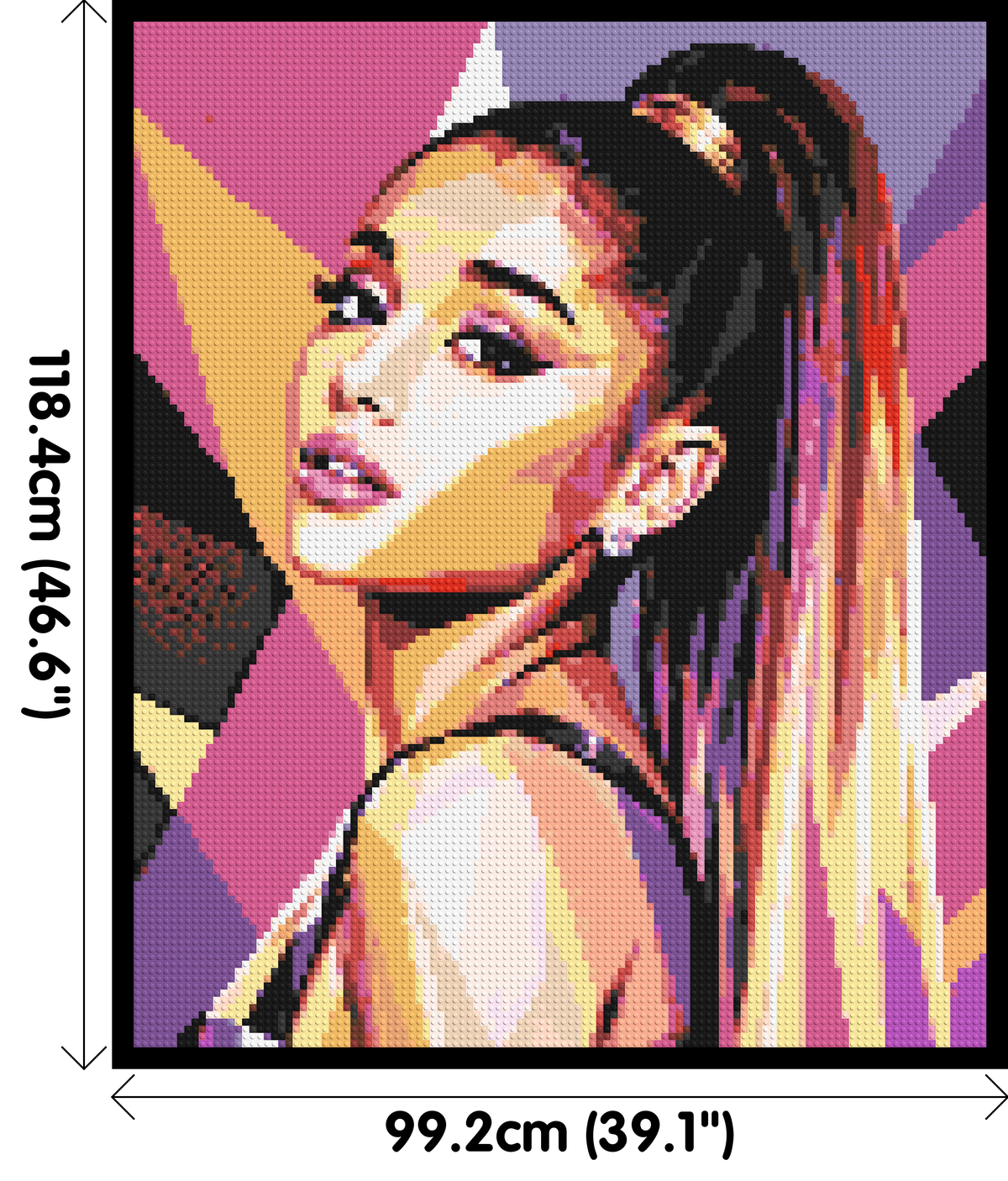 Ariana Grande Geometric Pop Art - Brick Art Mosaic Kit 5x6 dimensions with frame