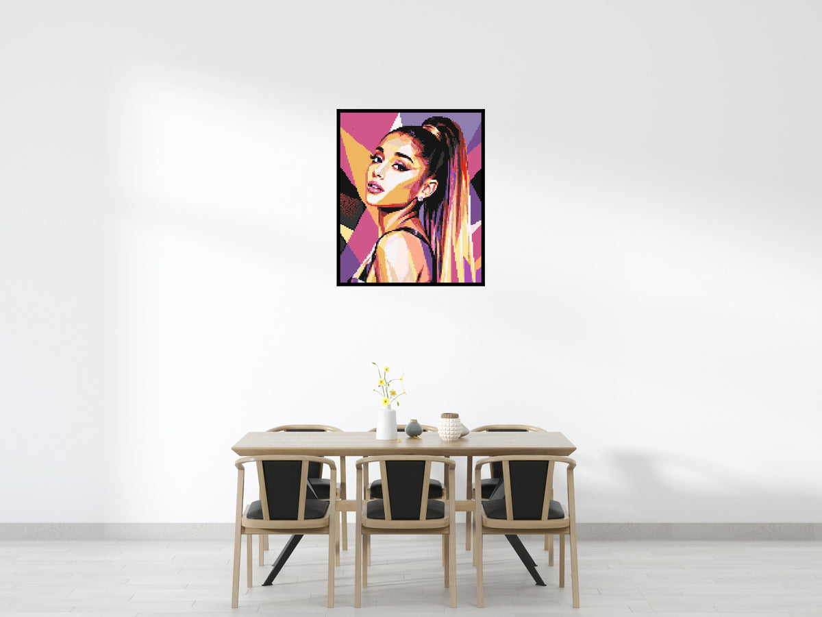 Ariana Grande Geometric Pop Art - Brick Art Mosaic Kit 5x6 scene with frame