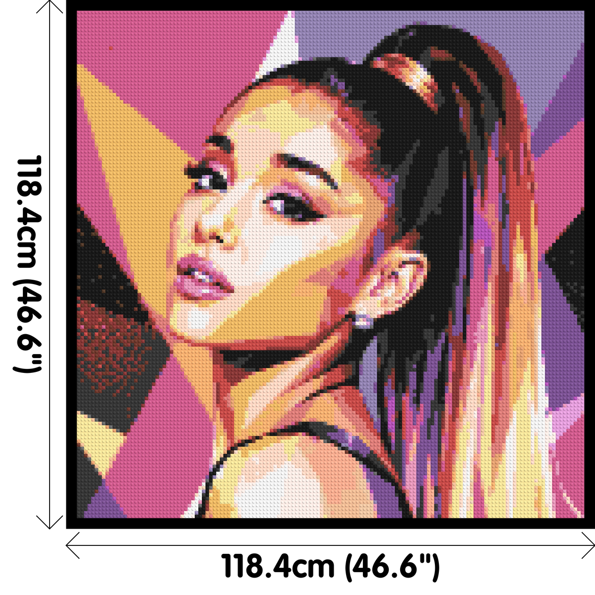 Ariana Grande Geometric Pop Art - Brick Art Mosaic Kit 6x6 dimensions with frame