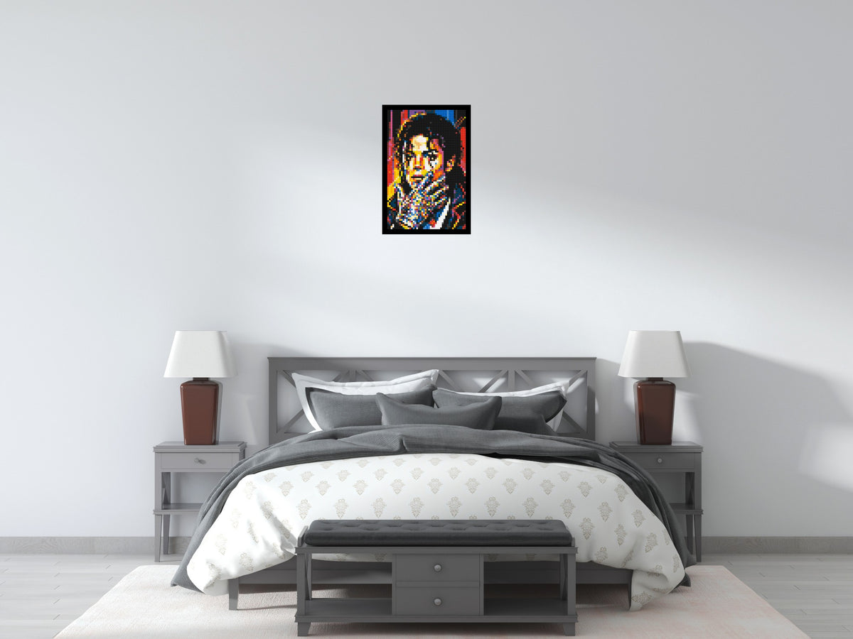 Michael Jackson Vector Pop Art Portrait - Brick Art Mosaic Kit 2x3 scene with frame