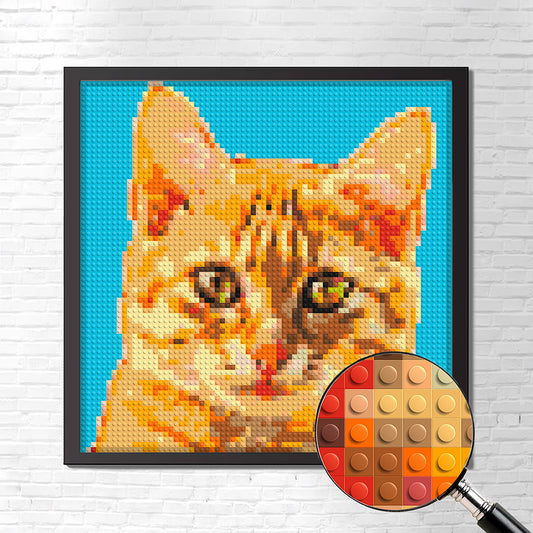 Personalised Brick Mosaic Gift for Cat Lovers | LEGO-Compatible Bricks