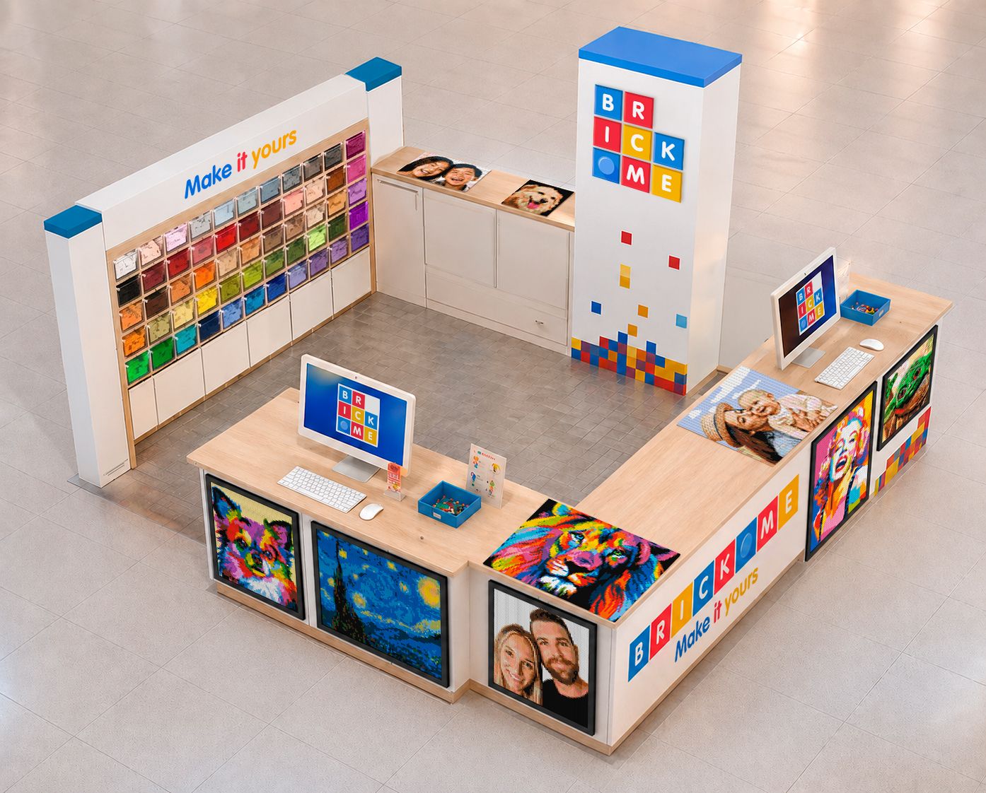 Brick Me branded retail kiosk concept render